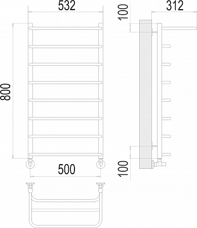 Полка П8 500х800  Полотенцесушитель  TERMINUS Салехард - фото 3