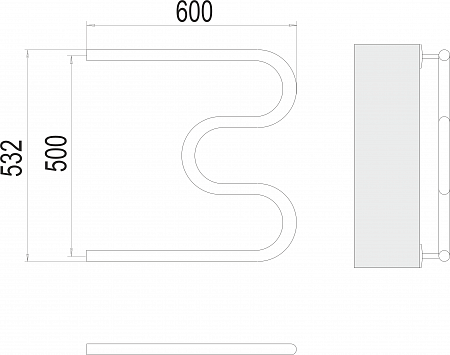 М-обр AISI 32х2 500х600 Полотенцесушитель  TERMINUS Салехард - фото 3