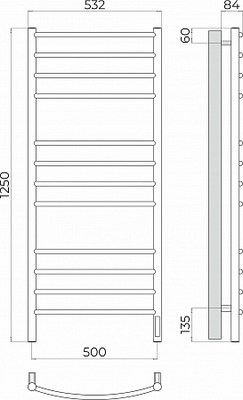 Классик П12 500х1250 Электро (quick touch) Полотенцесушитель TERMINUS Салехард - фото 3