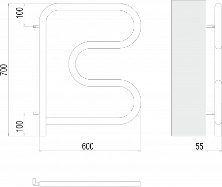 Электро 25 F-обр 600х600 поворотный Полотенцесушитель TERMINUS Салехард - фото 3