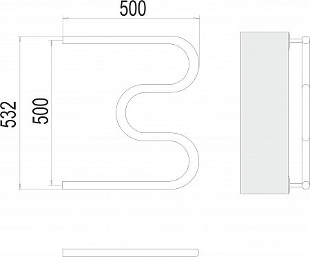 М-обр AISI 32х2 500х500 Полотенцесушитель  TERMINUS Салехард - фото 3