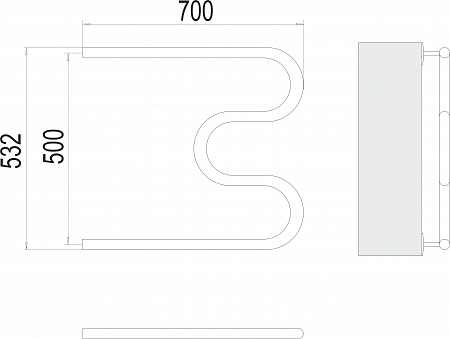 М-обр AISI 32х2 500х700 Полотенцесушитель  TERMINUS Салехард - фото 3