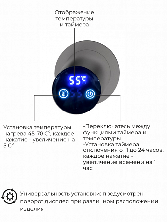 Рондо П2 350х760 электро Полотенцесушитель TERMINUS Оружейная сталь Салехард - фото 5