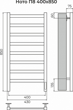 Ното П8 400х850 Электро (quick touch) Полотенцесушитель TERMINUS Салехард - фото 3