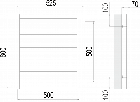 Вега П6 500х600 бп500 Полотенцесушитель  TERMINUS Салехард - фото 3