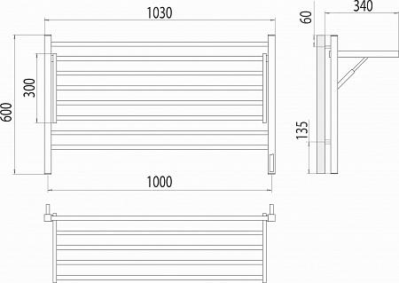 Горизонт П8 1000х600 электро КС ЧЕРНЫЙ МУАР (sensor quick touch) Полотенцесушитель TERMINUS Салехард - фото 5